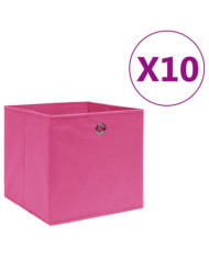 Boîtes de rangement 10 pcs Tissu intissé 28x28x28 cm Rose | Mobilier & Déco