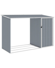 Abri à bois de jardin Gris 245x98x159 cm Acier galvanisé | Mobilier & Déco