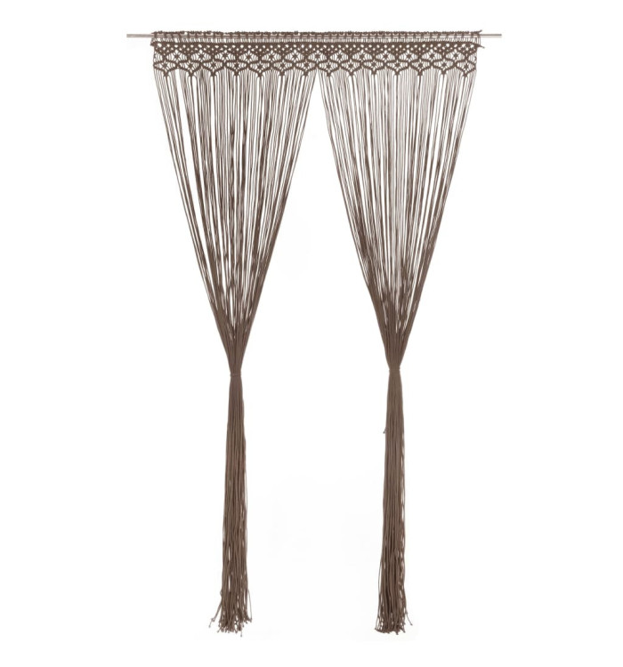 Rideau en macramé Taupe 140x240 cm Coton | Mobilier & Déco