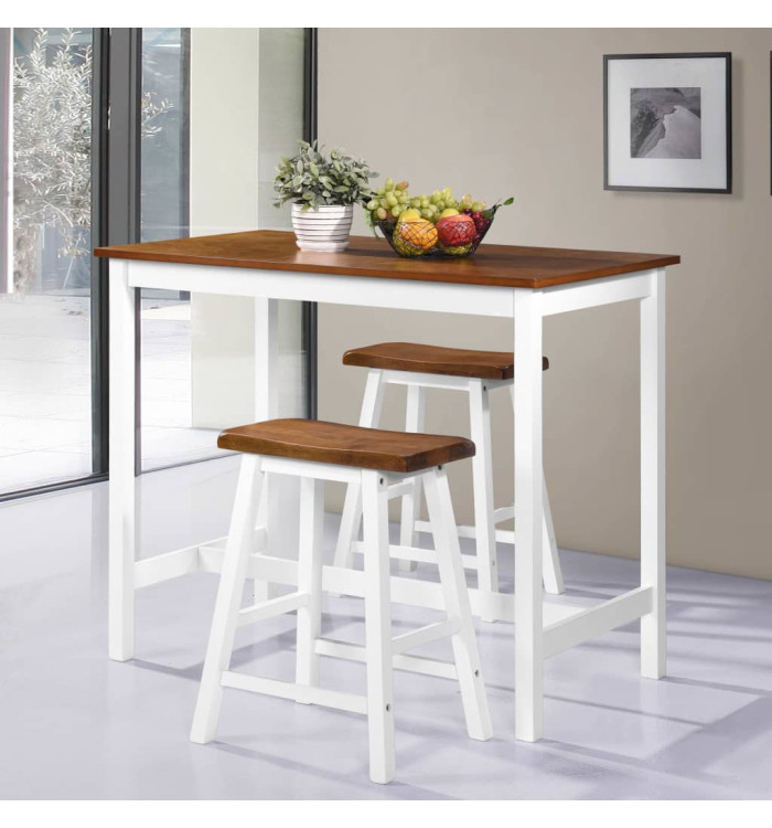 Table de bar et tabouret 3 pcs Bois massif | Mobilier & Déco