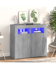 Buffet avec lumières LED sonoma gris 80x35x75 cm | Mobilier & Déco