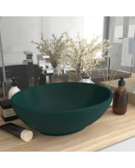 Lavabo ovale de luxe Vert foncé mat 40x33 cm Céramique | Mobilier & Déco