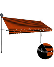 Auvent manuel rétractable avec LED 350 cm Orange et marron | Mobilier & Déco