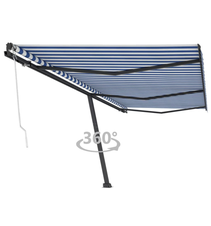 Auvent automatique sur pied 600x300 cm Bleu/Blanc | Mobilier & Déco
