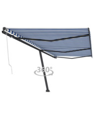 Auvent automatique sur pied 600x300 cm Bleu/Blanc | Mobilier & Déco