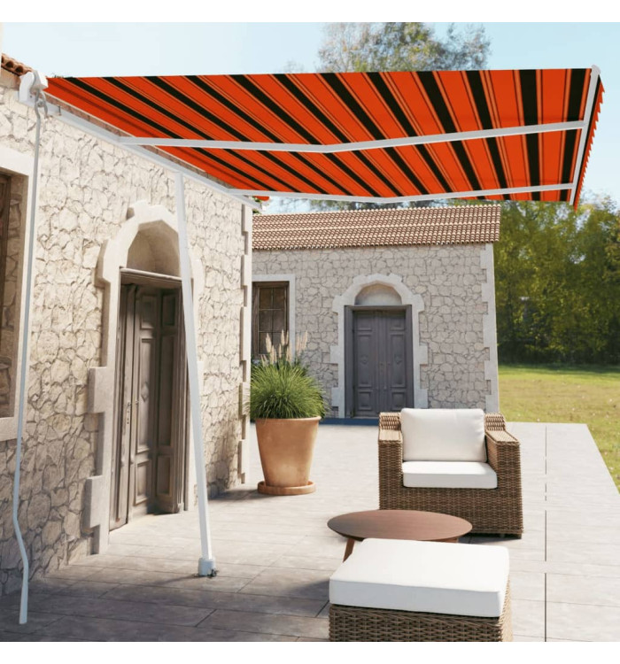 Auvent manuel rétractable sur pied 350x250 cm Orange et marron | Mobilier & Déco