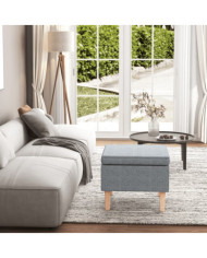 Tabouret avec pieds en bois Gris clair Tissu | Mobilier & Déco
