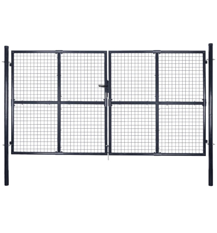 Portail en maille de jardin Acier galvanisé 289x175 cm Gris | Mobilier & Déco