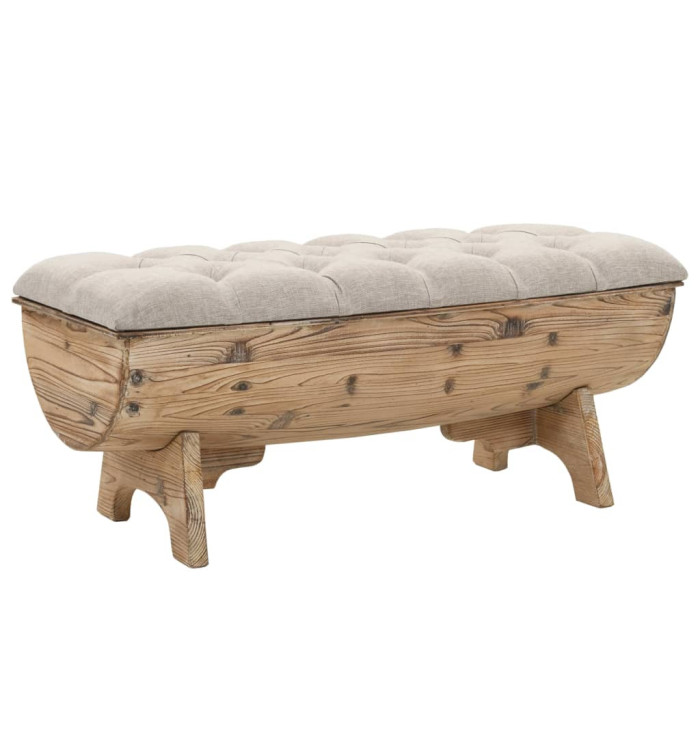 Banc de rangement Bois massif et tissu 103 x 51 x 44 cm | Mobilier & Déco