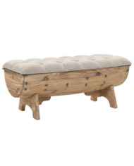 Banc de rangement Bois massif et tissu 103 x 51 x 44 cm | Mobilier & Déco