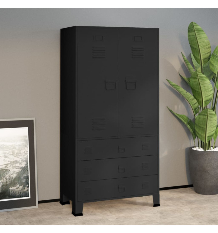 Garde-robe industrielle Noir 90x50x180 cm Métal | Mobilier & Déco