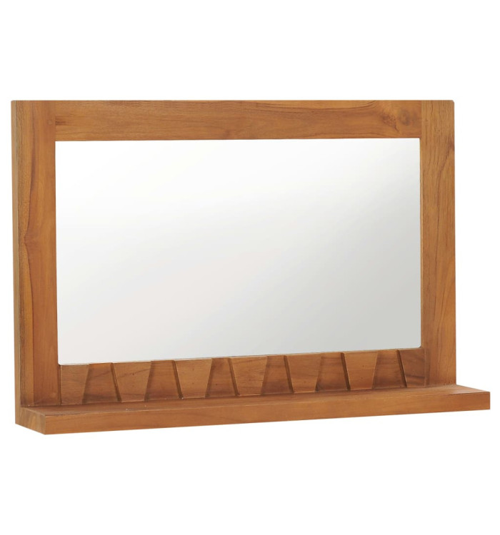 Miroir mural avec étagère 60x12x40 cm Bois de teck massif | Mobilier & Déco