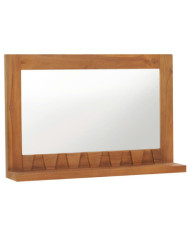 Miroir mural avec étagère 60x12x40 cm Bois de teck massif | Mobilier & Déco