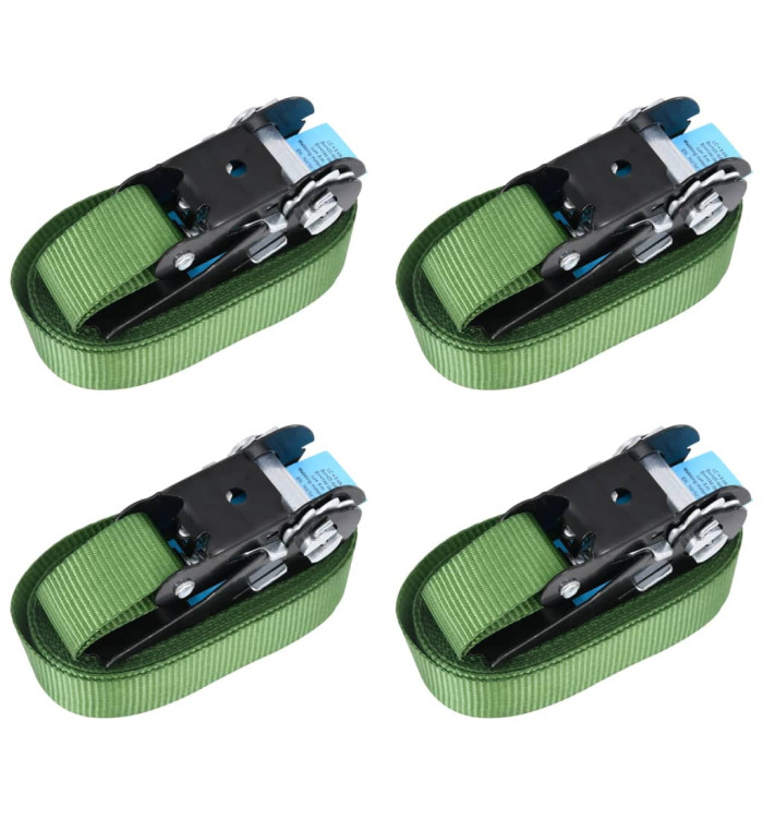Sangles d’arrimage à cliquet 4 pcs 800 daN 6 m Vert | Mobilier & Déco
