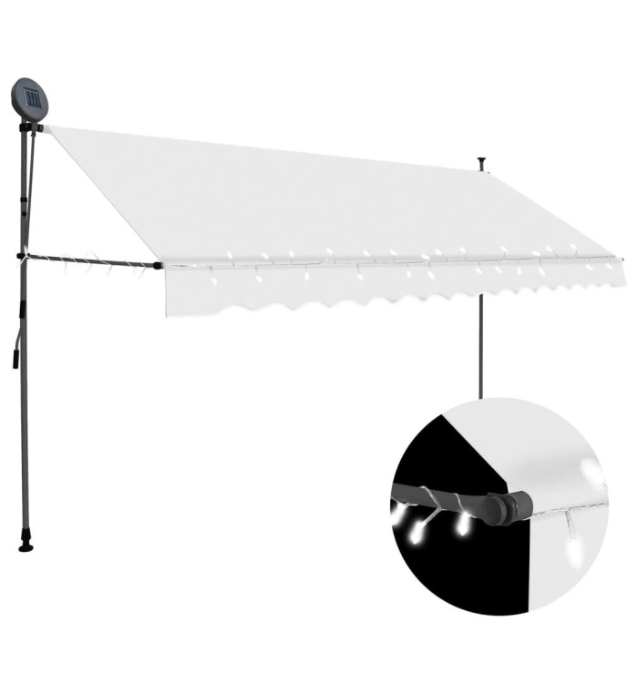 Auvent manuel rétractable avec LED 350 cm Crème | Mobilier & Déco