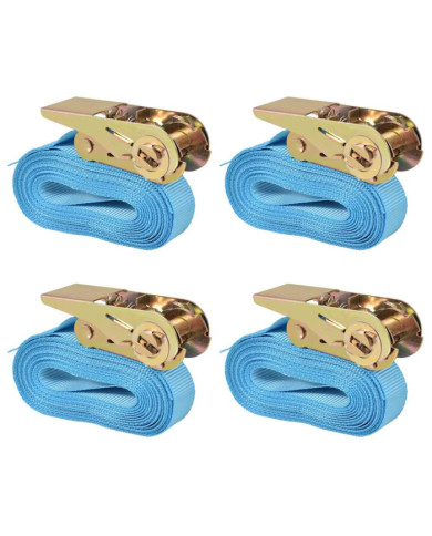 Sangle d’arrimage 4 pcs 0,8 tonne 6 m x 25 mm Bleu | Mobilier & Déco