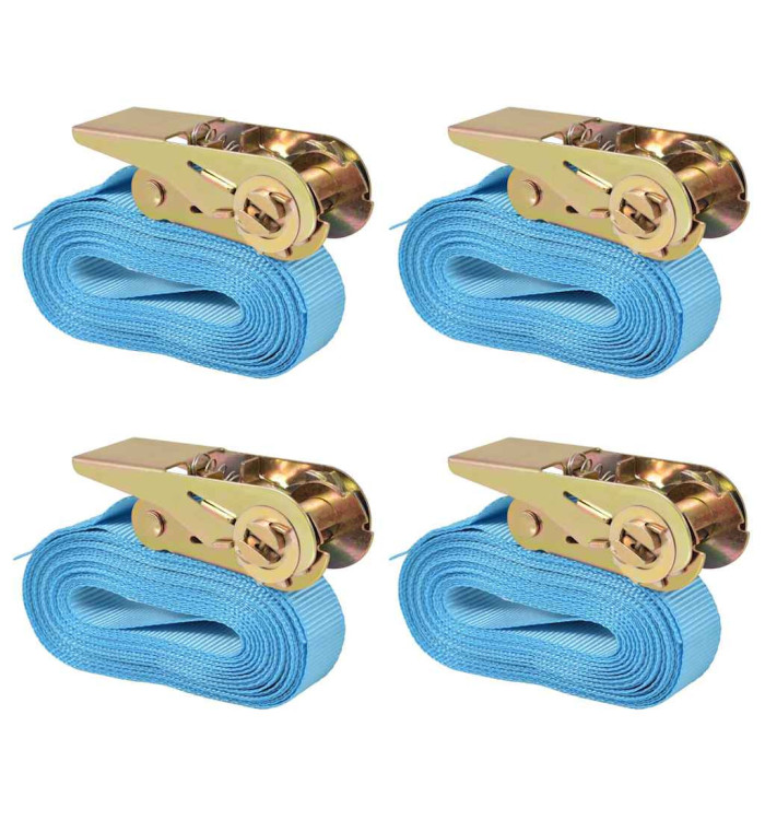 Sangle d’arrimage 4 pcs 0,8 tonne 6 m x 25 mm Bleu | Mobilier & Déco