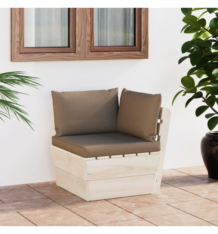 Canapé d'angle palette de jardin avec coussins Épicéa imprégné | Mobilier & Déco