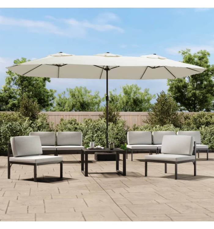 Parasol à double tête blanc sable 449x245 cm | Mobilier & Déco