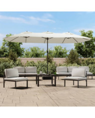 Parasol à double tête blanc sable 449x245 cm | Mobilier & Déco