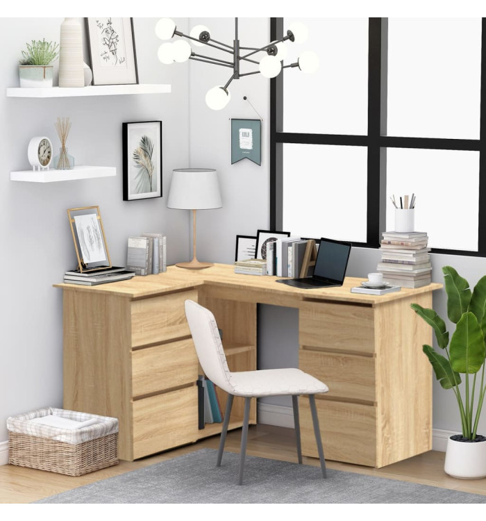 Bureau d'angle Chêne sonoma 145x100x76 cm Bois d'ingénierie | Mobilier & Déco