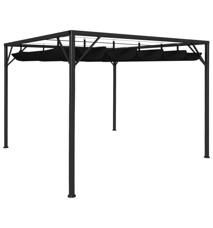 Chapiteau de jardin avec auvent rétractable 3x3 m Anthracite | Mobilier & Déco