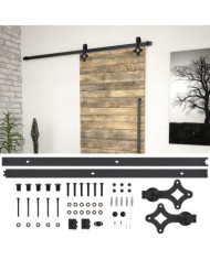 Kit de quincaillerie de porte coulissante SKIEN 200 cm noir | Mobilier & Déco