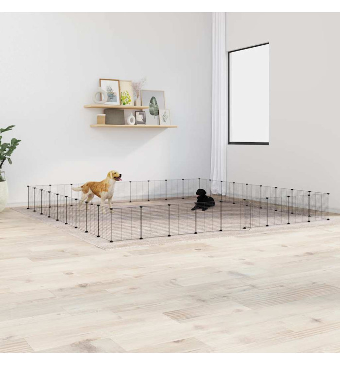 Cage animaux de compagnie à 36 panneaux et porte Noir 35x35 cm | Mobilier & Déco