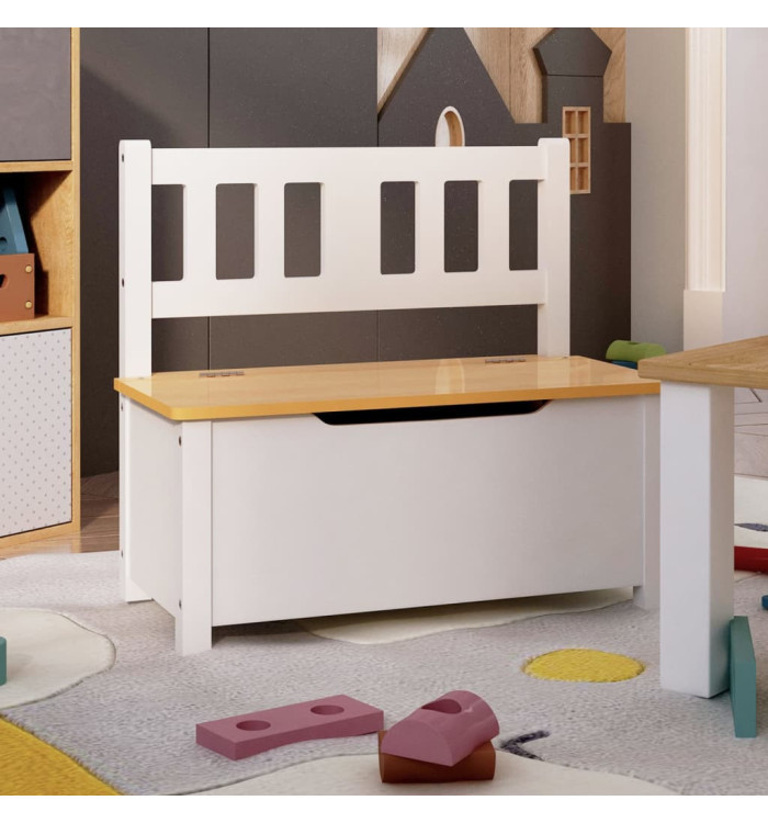 Banc de rangement pour enfants Blanc et beige 60x30x55 cm MDF | Mobilier & Déco