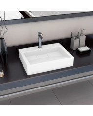 Lavabo 60x38x11 cm Fonte minérale/marbre Blanc | Mobilier & Déco