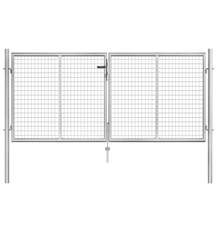Porte de jardin Acier galvanisé 306x150 cm Argenté | Mobilier & Déco