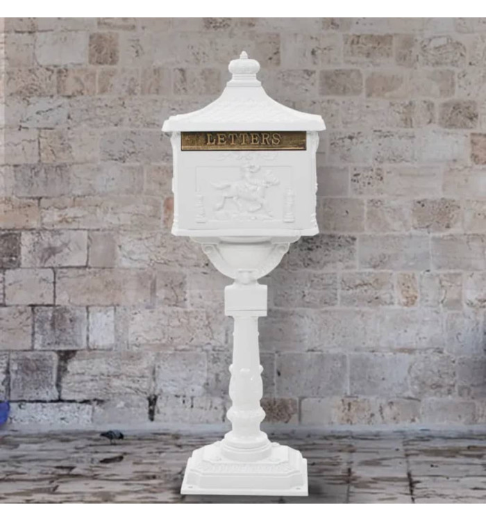 Boîte aux lettres sur pied Aluminium Vintage Antirouille Blanc | Mobilier & Déco