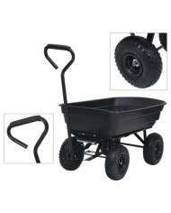 Chariot à main à bascule de jardin 300 kg 75 L Noir | Mobilier & Déco