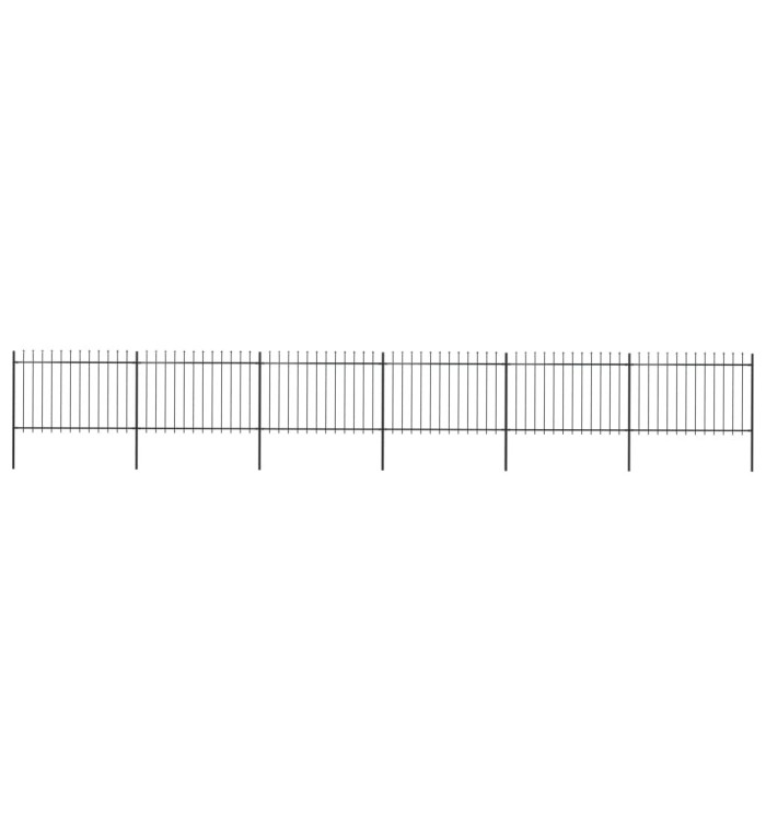 Clôture de jardin avec dessus en lance Acier 10,2 x 1,2 m Noir | Mobilier & Déco