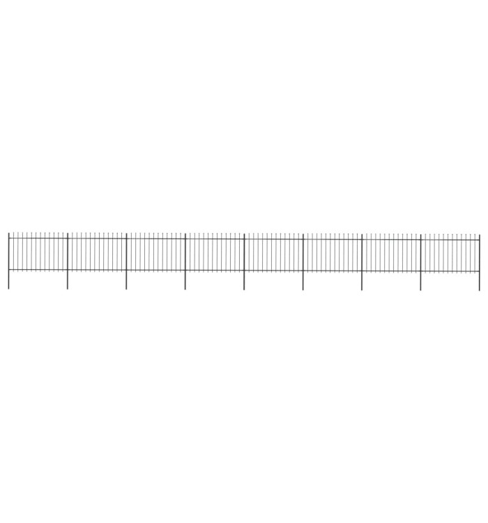 Clôture de jardin avec dessus en lance Acier 13,6 x 1,2 m Noir | Mobilier & Déco