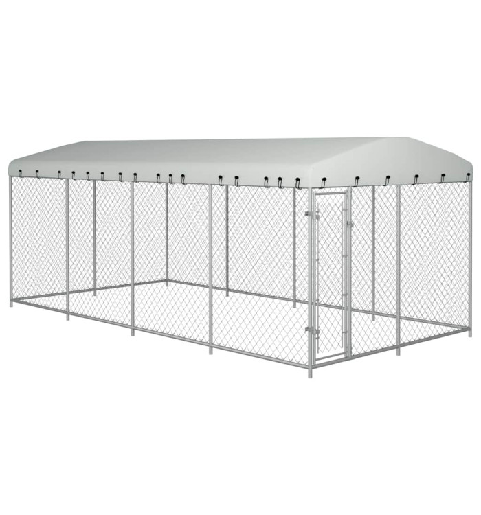 Chenil extérieur avec toit pour chiens 7,6x3,8x2,3 m | Mobilier & Déco