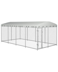 Chenil extérieur avec toit pour chiens 7,6x3,8x2,3 m | Mobilier & Déco