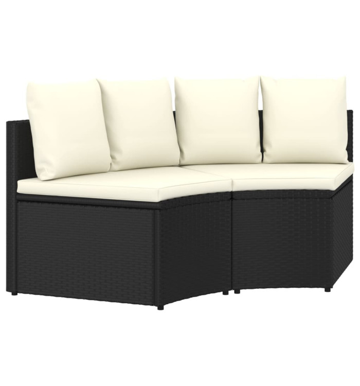 Canapés de jardin 2 pcs avec coussins Résine tressée Noir | Mobilier & Déco