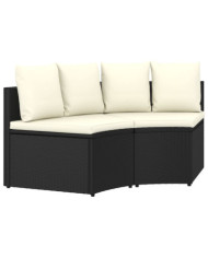 Canapés de jardin 2 pcs avec coussins Résine tressée Noir | Mobilier & Déco