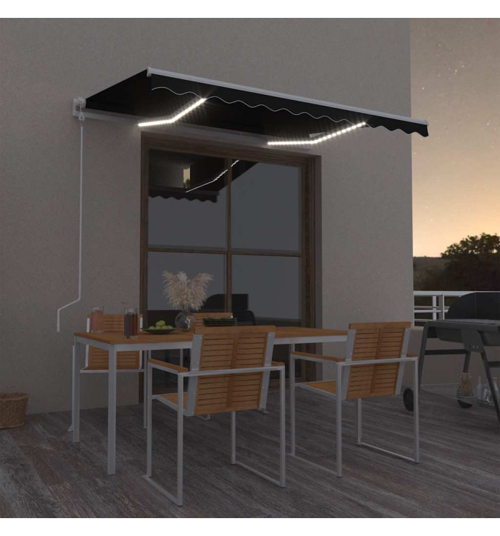 Auvent automatique capteur de vent et LED 350x250 cm Anthracite | Mobilier & Déco