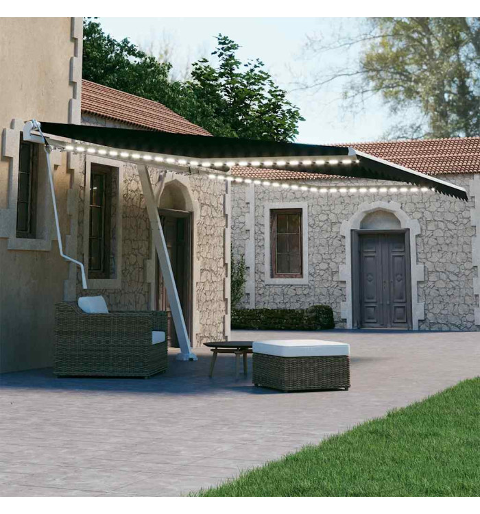 Auvent automatique et capteur de vent/LED 450x300 cm Anthracite | Mobilier & Déco