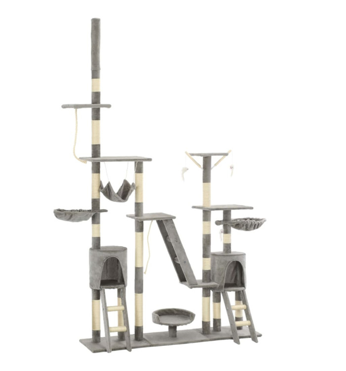 Arbre à chat avec griffoirs en sisal 230-250 cm Gris | Mobilier & Déco