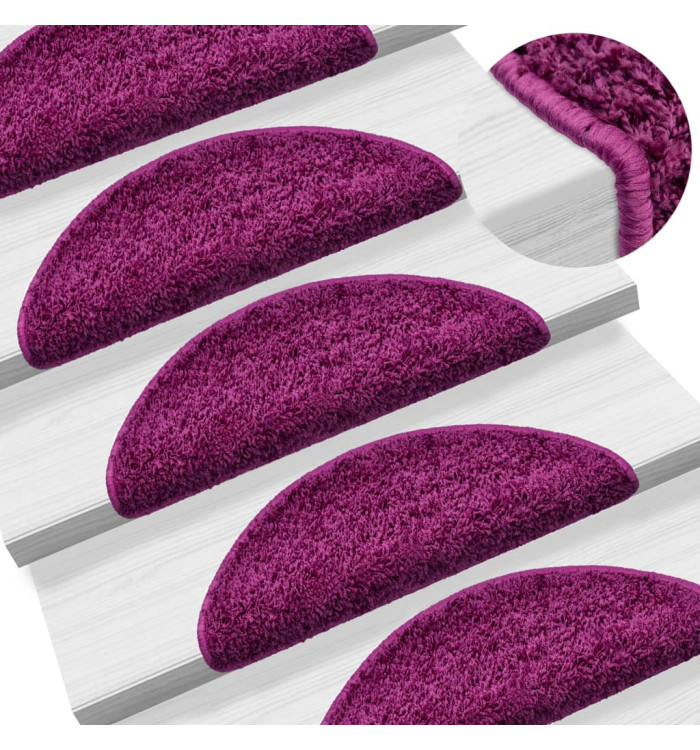Tapis d'escalier 15 pcs violet 56x17x3 cm | Mobilier & Déco