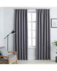 Rideaux occultants avec crochets 2 pcs Gris 140x245 cm | Mobilier & Déco