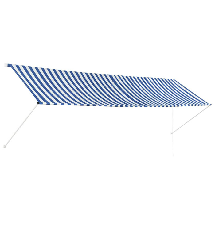 Auvent rétractable 400x150 cm Bleu et blanc | Mobilier & Déco