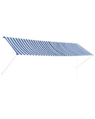 Auvent rétractable 400x150 cm Bleu et blanc | Mobilier & Déco