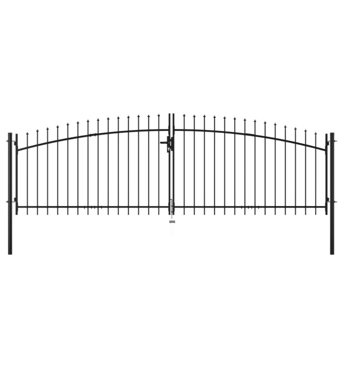 Double portail avec haut sous forme de lance 400 x 175 cm | Mobilier & Déco