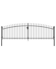 Double portail avec haut sous forme de lance 400 x 175 cm | Mobilier & Déco