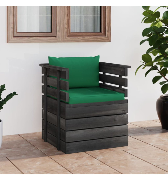 Fauteuil de jardin avec coussins Bois de pin | Mobilier & Déco