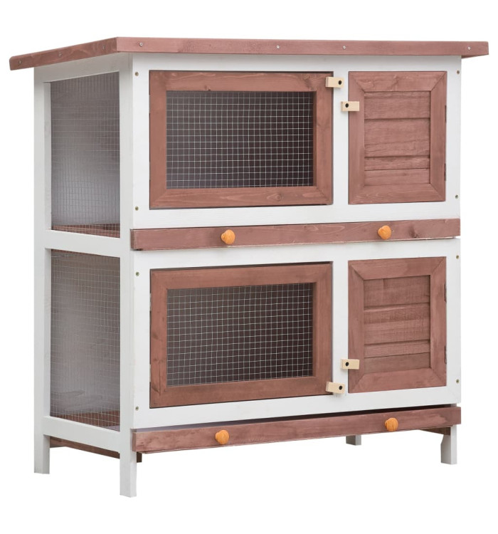 Clapier d'extérieur 4 portes Marron Bois | Mobilier & Déco